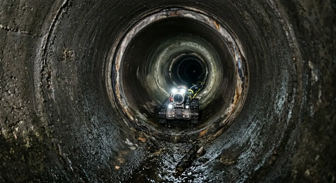 Robotic sewer camera inspecting pipe interior for Sewer Line Cleaning in Summit View